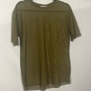 ZARA EUC Olive green mesh tee